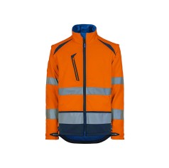 VESTE RÉFLÉCHISSANTE HOMME/FEMME SOFTSHELL LONG LIFE ORANGE FLUO/MARINE 