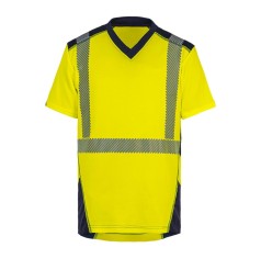 TEE-SHIRT HAUTE VISIBILITÉ MANCHES COURTES JAKARTA JAUNE FLUO/MARINE