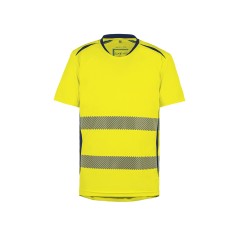 TEE-SHIRT HAUTE VISIBILITÉ MANCHES COURTES LONG LIFE JAUNE FLUO/MARINE