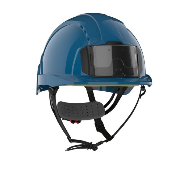 CASQUE EVOLITE BLEU RAL5012 + JUGULAIRE + PORTE BADGE