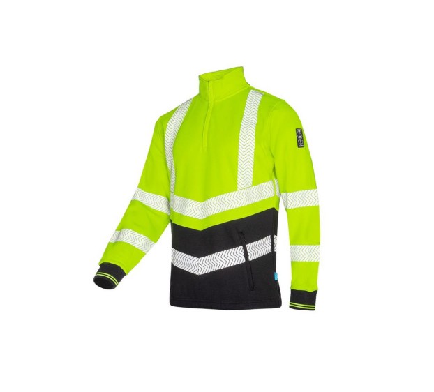 SWEAT RÉFLÉCHISSANT CORRAN JAUNE FLUO/MARINE