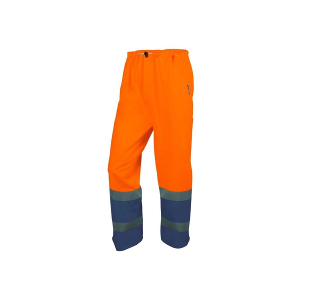 PANTALON DE PLUIE RÉFLÉCHISSANT MADUO ORANGE FLUO/MARINE