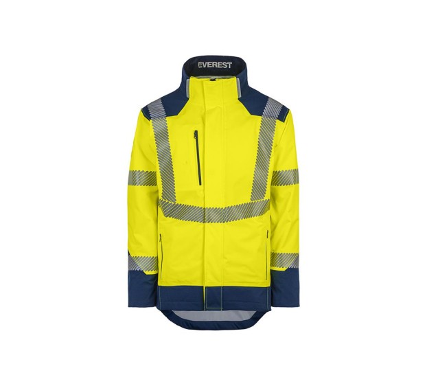 VESTE DE PLUIE RÉFLÉCHISSANTE EVEREST JAUNE FLUO/MARINE