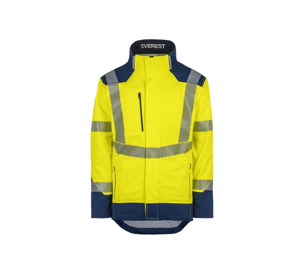 VESTE DE PLUIE RÉFLÉCHISSANTE EVEREST JAUNE FLUO/MARINE