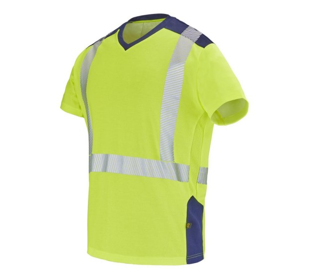 T-SHIRT HAUTE VISIBILITÉ MANCHES COURTES FLUO SAFE XP JAUNE FLUO/MARINE