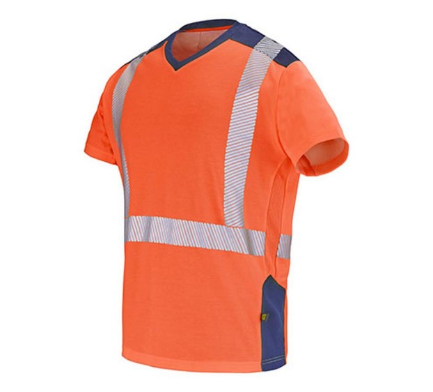 T-SHIRT HAUTE VISIBILITÉ MANCHES COURTES FLUO SAFE XP ORANGE FLUO/MARINE T. 4XL