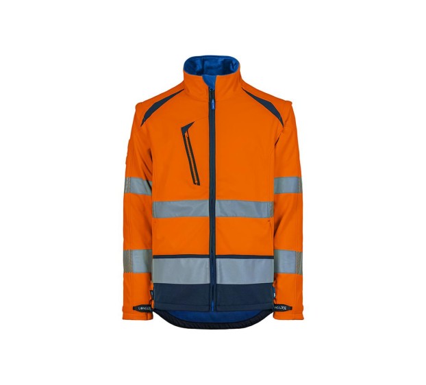 VESTE RÉFLÉCHISSANTE HOMME/FEMME SOFTSHELL LONG LIFE ORANGE FLUO/MARINE 