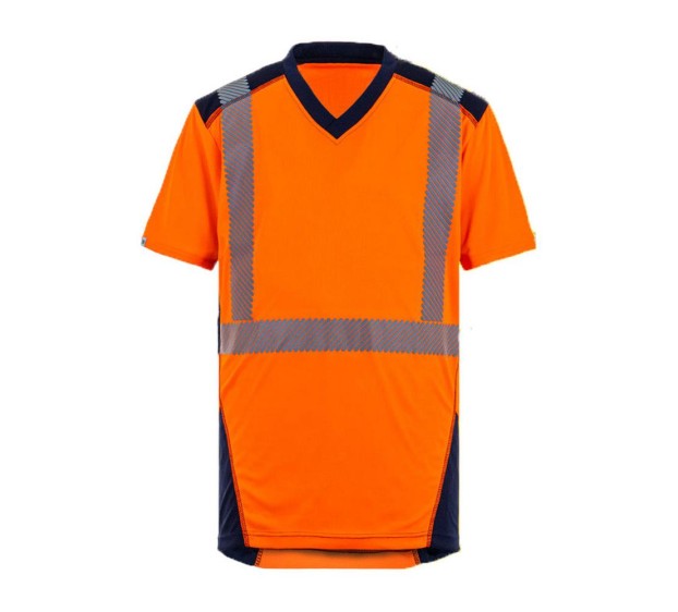 TEE-SHIRT HAUTE VISIBILITÉ MANCHES COURTES BALI ORANGE FLUO/MARINE T. 4XL