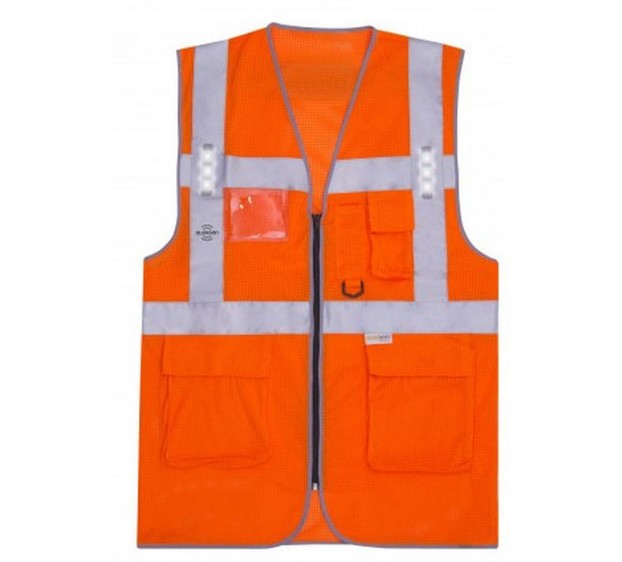 GILET HAUTE VISIBILITÉ SAFARI LED ORANGE FLUO