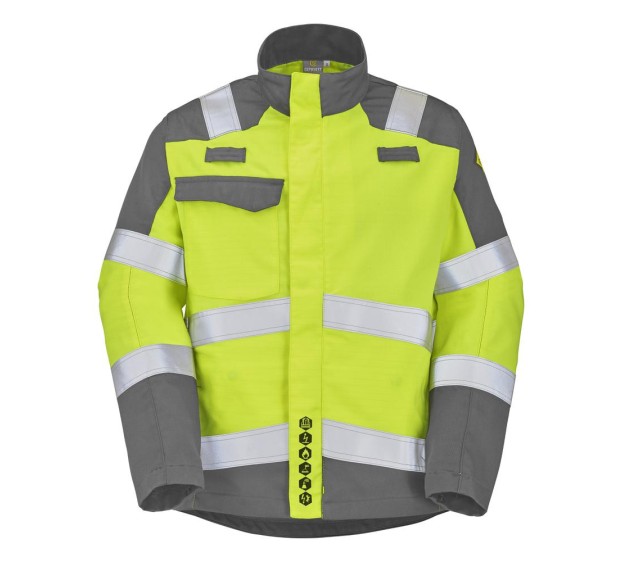 BLOUSON HAUTE VISIBILITE/ANTISTATIQUE/IGNIFUGE/SOUDEUR/ANTI-ACIDE/ATEX ATA 320 XP JAUNE FLUO/GRIS ACIER 