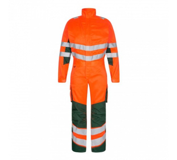 COMBINAISON REFLECHISSANTE 1 ZIP SAFETY LIGHT ORANGE FLUO/VERT