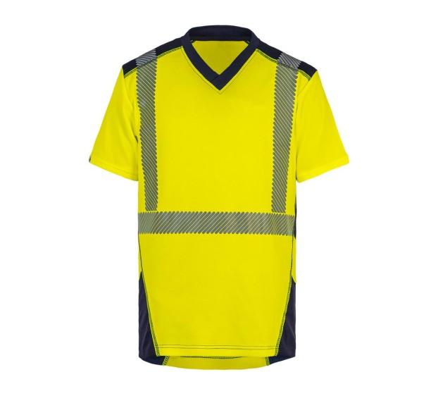 TEE-SHIRT HAUTE VISIBILITÉ MANCHES COURTES JAKARTA JAUNE FLUO/MARINE