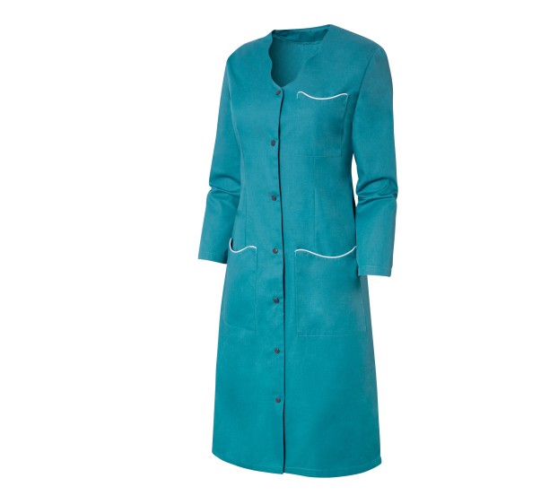 BLOUSE PROFESSIONNELLE FEMME LAURENE MANCHES TRANSFORMABLES BLEU CANARD/BLANC 