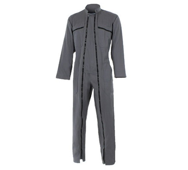 COMBINAISON DE TRAVAIL DOUBLE ZIP 100 % COTON GRIS ACIER  T.7