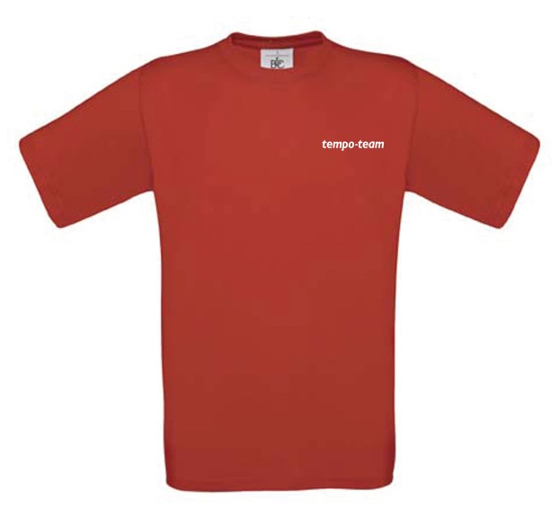 T-SHIRT ROUGE MANCHES COURTES AVEC LOGO TEMPO-TEAM  185GR/M² 100% COTON