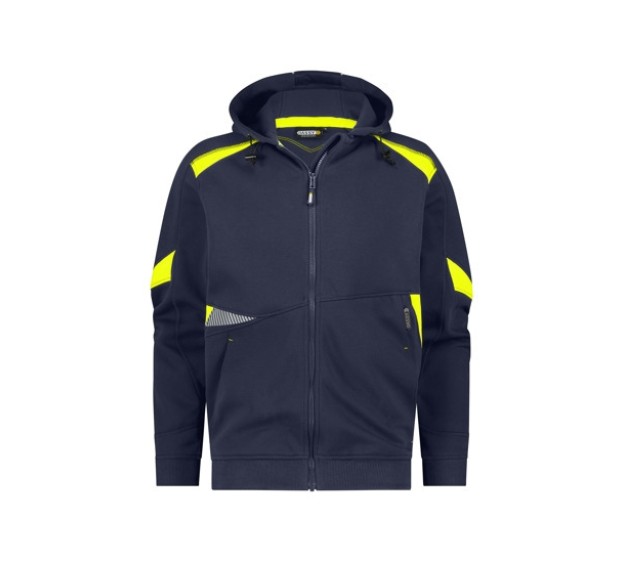 SWEAT DE TRAVAIL A CAPUCHE SANTOS BLEU NUIT/JAUNE FLUO