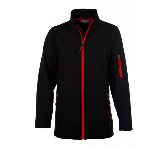 VESTE SOFTSHELL HIVER DE TRAVAIL FEMME ATLANTIC NOIR/ZIP ROUGE