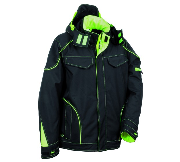 VESTE SOFTSHELL HIVER DE TRAVAIL HOMME/FEMME TECKA NOIR/LIME