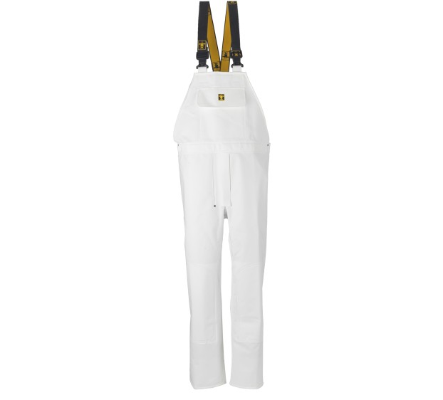 COTTE DE PLUIE A BRETELLES NYLPECHE BLANC + RENFORTS GENOUX T. 2XL