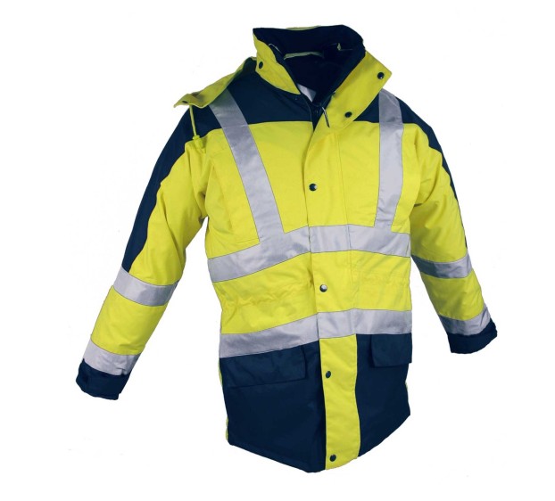 PARKA HAUTE VISIBILITÉ MAELIS JAUNE FLUO/MARINE 