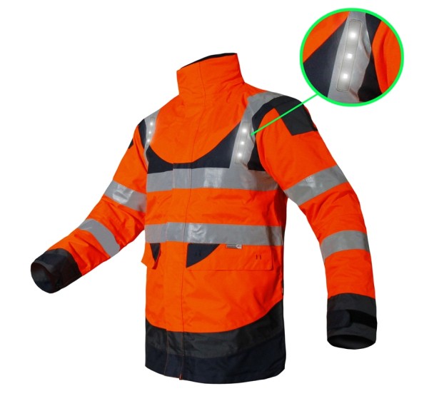 PARKA HAUTE VISIBILITÉ ANNAPURNA LED ORANGE FLUO/MARINE 