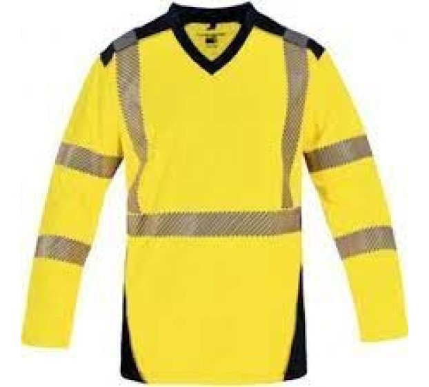 TEE-SHIRT HAUTE VISIBILITÉ MANCHES LONGUES BALI JAUNE FLUO/MARINE