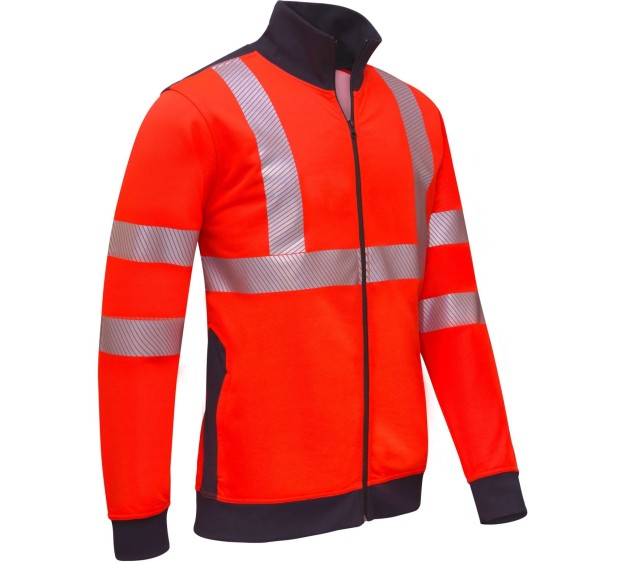 GILET SWEAT HAUTE VISIBILITE ROUGE/GRIS