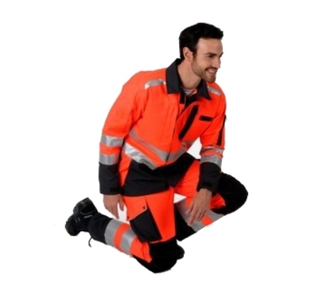 PANTALON RÉFLÉCHISSANT HOMME/FEMME ROADY EJ 75 CM ROUGE FLUO/CHARBON 