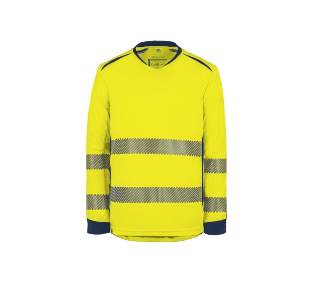 TEE-SHIRT HAUTE VISIBILITÉ MANCHES LONGUES LONG LIFE JAUNE FLUO/MARINE