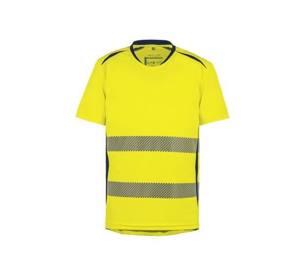 TEE-SHIRT HAUTE VISIBILITÉ MANCHES COURTES LONG LIFE JAUNE FLUO/MARINE