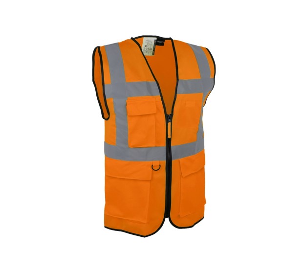GILET HAUTE VISIBILITÉ CLASSE II MULTIPOCHES ORANGE FLUO T. 5XL