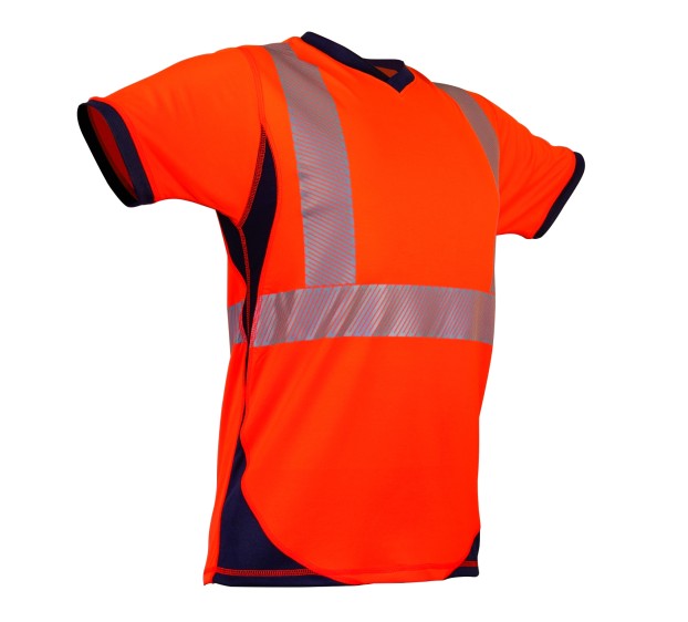 TEE-SHIRT HAUTE VISIBILITÉ MANCHES COURTES TONGA ORANGE FLUO/MARINE