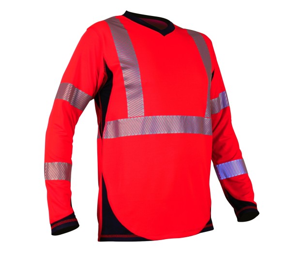 TEE-SHIRT HAUTE VISIBILITÉ MANCHES LONGUES TONGA PROTECT ROUGE FLUO/NOIR