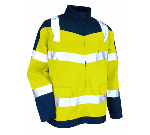 VESTE RÉFLÉCHISSANTE HOMME/FEMME URGENCE JAUNE FLUO/MARINE