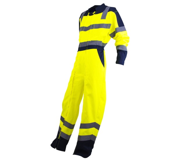 COMBINAISON RÉFLÉCHISSANTE DOUBLE ZIP VIGILENCE JAUNE FLUO/MARINE T. 8