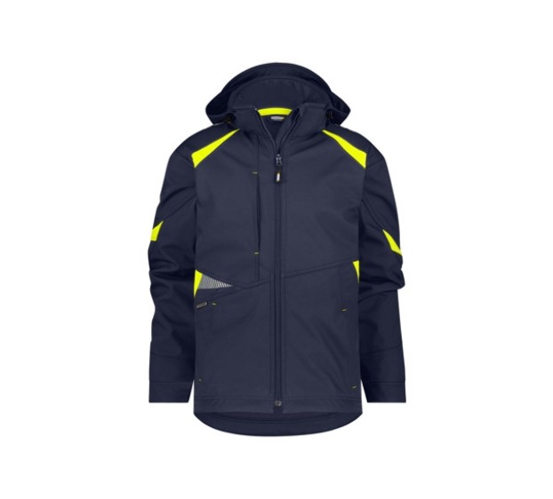VESTE SOFTSHELL DE TRAVAIL HOMME/FEMME KALAMA BLEU NUIT/JAUNE FLUO 