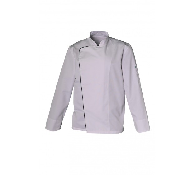 VESTE DE CUISINE MANCHES LONGUES MARC BLANC/NOIR