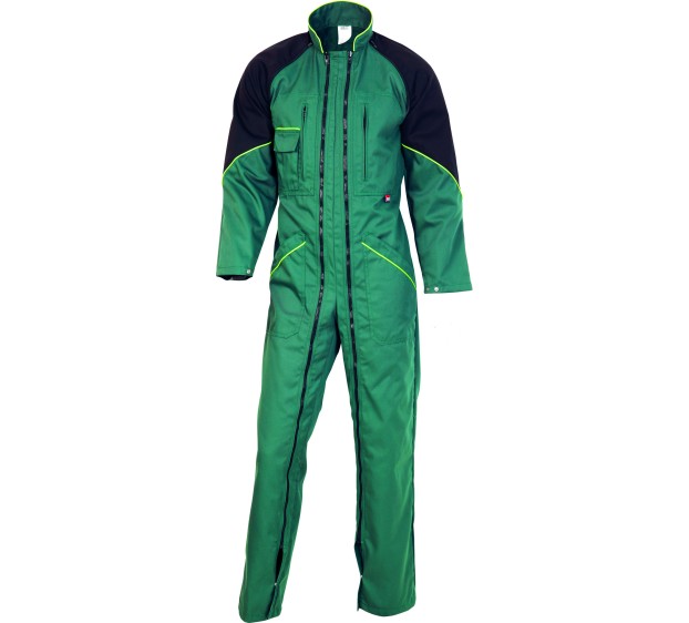 COMBINAISON DE TRAVAIL DOUBLE ZIP MANGA VERT US/NOIR