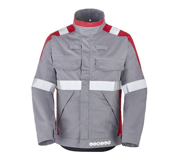 BLOUSON REFLECHISSANT/IGNIFUGE/SOUDEUR/ANTISTATIQUE/ANTI-ACIDE/ATEX CAPURATA KOLOR 320 XP GRIS ACIER/ROUGE 