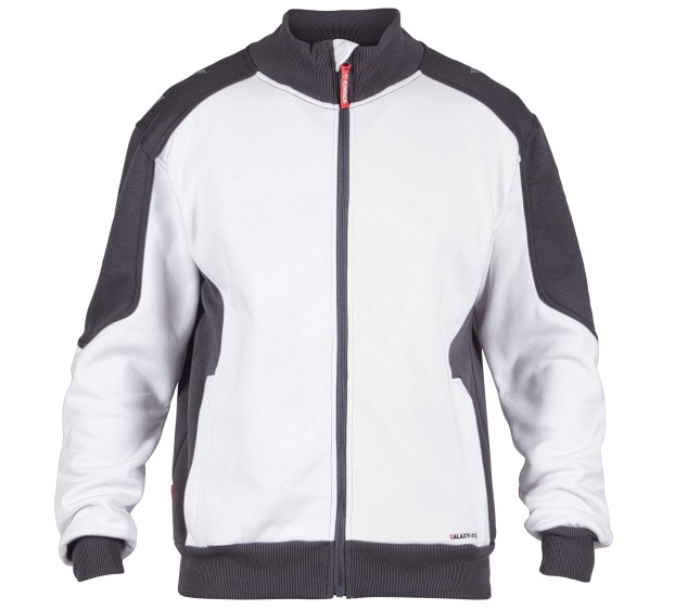SWEAT DE TRAVAIL CARDIGAN AVEC COL BLANC/GRIS ANTHRACITE 