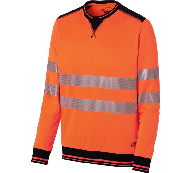 SWEAT RÉFLÉCHISSANT LUKLIGHT ORANGE COL ROND FLUO/MARINE