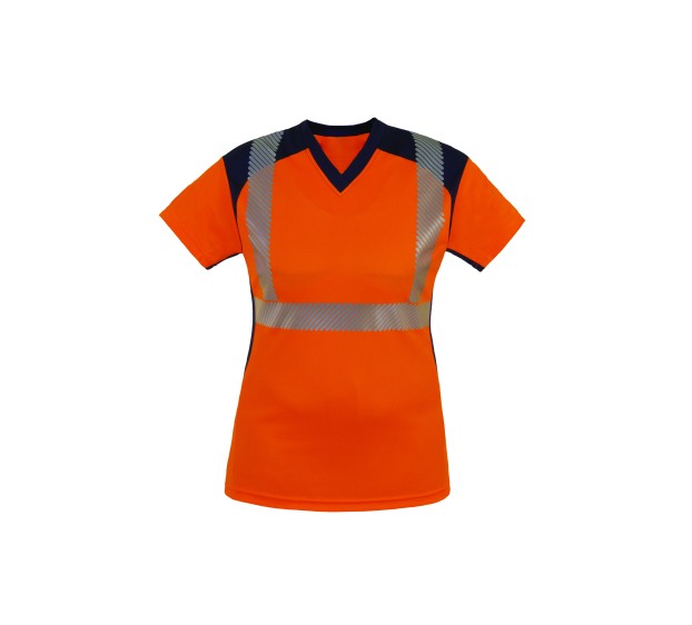 TEE-SHIRT HAUTE VISIBILITE BAHIA ORANGE FLUO/MARINE 