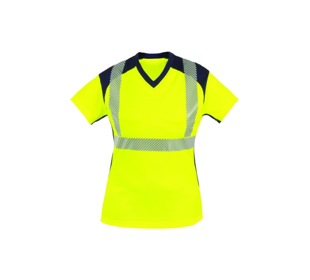 TEE-SHIRT HAUTE VISIBILITÉ BAHIA JAUNE FLUO/MARINE 