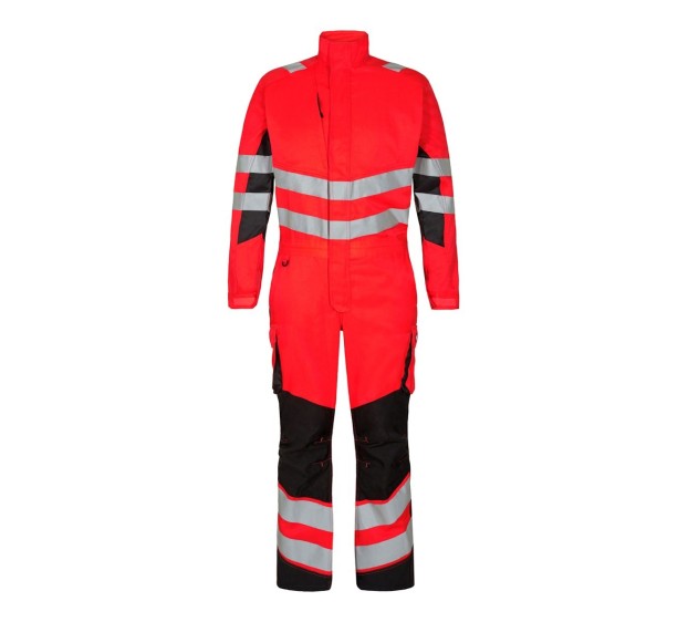 COMBINAISON REFLECHISSANTE 1 ZIP SAFETY LIGHT ROUGE FLUO/NOIR