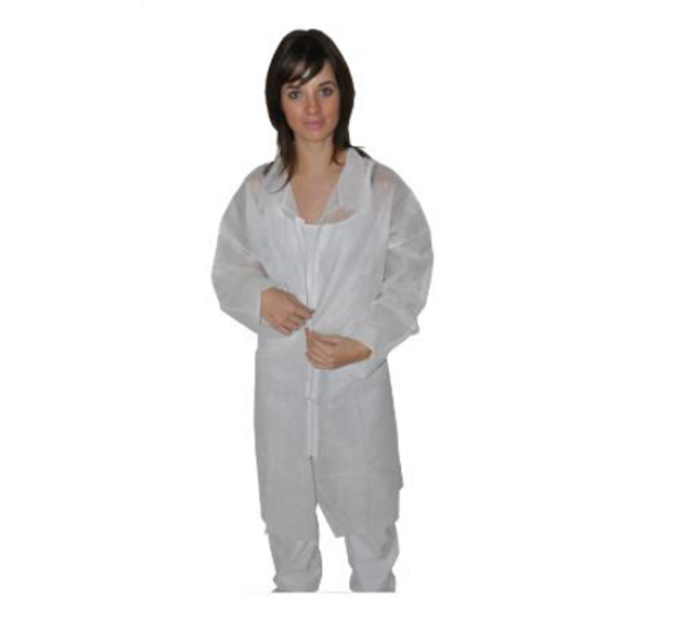 BLOUSE DE PROTECTION JETABLE POLYPROPYLENE ZIP BLANC (L'UNITE)