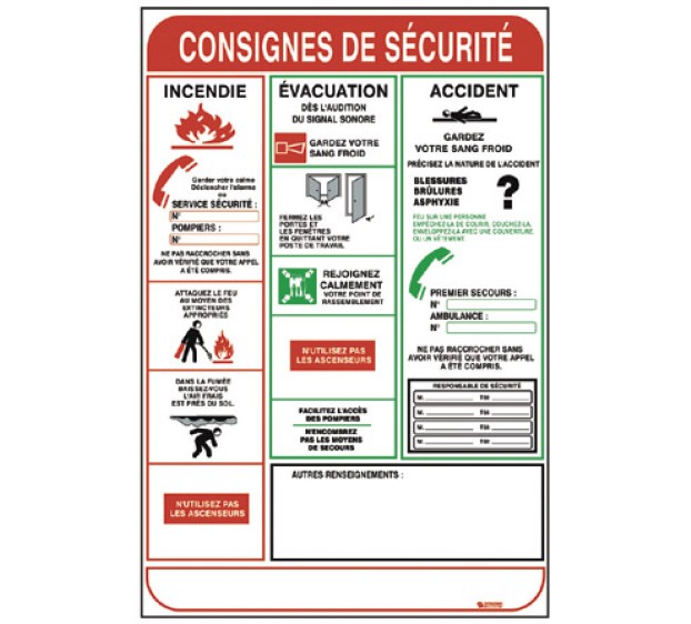 PANNEAU SIGNALÉTIQUE PVC RECTANGLE 450 x 300 MM CONSIGNES DE SÉCURITÉ