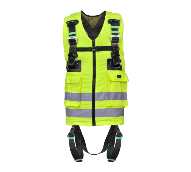 HARNAIS DE SÉCURITÉ GILET MULTIPOCHES HAUTE VISIBILITE JAUNE FLUO