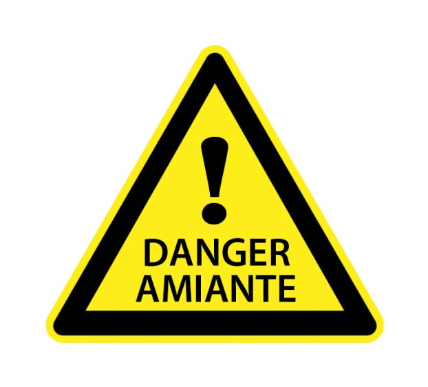 PANNEAU SIGNALÉTIQUE PVC TRIANGLE 300 x 300 x 300 MM DANGER AMIANTE