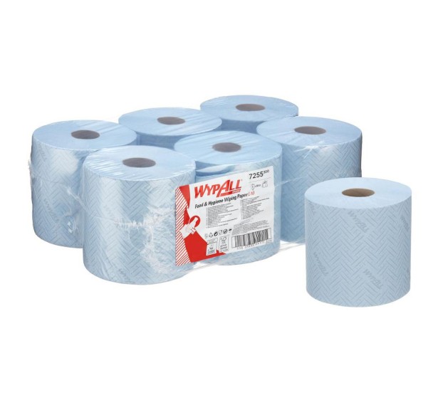 BOBINE ESSUIE-TOUT INDUSTRIEL WYPALL L10 BLEU 800 F (LOT DE 6)