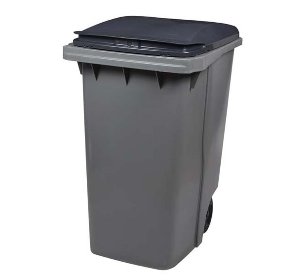 CONTENEUR POUBELLE PLASTIQUE 2 ROUES GRIS 340 L